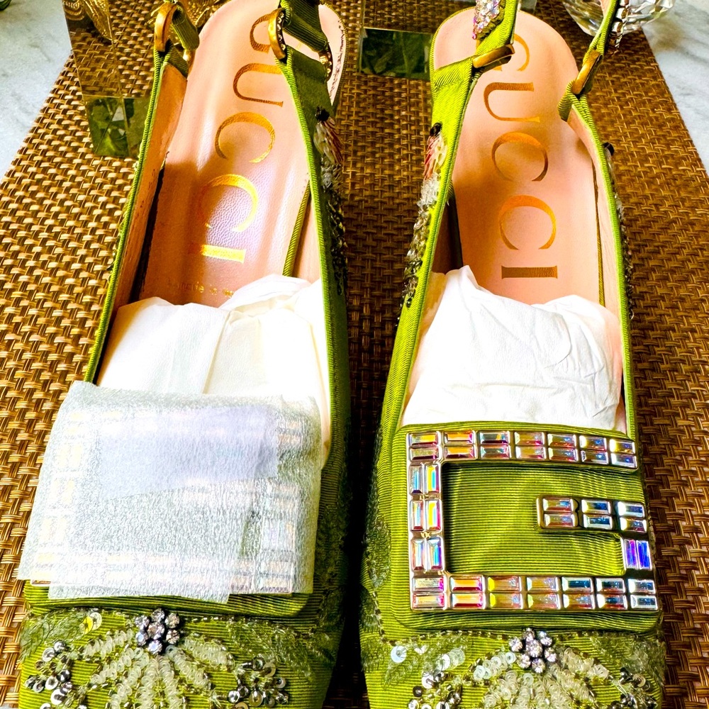 GUCCI fabric upper slingback heels EUR 42 US 12 - Picture 2 of 5